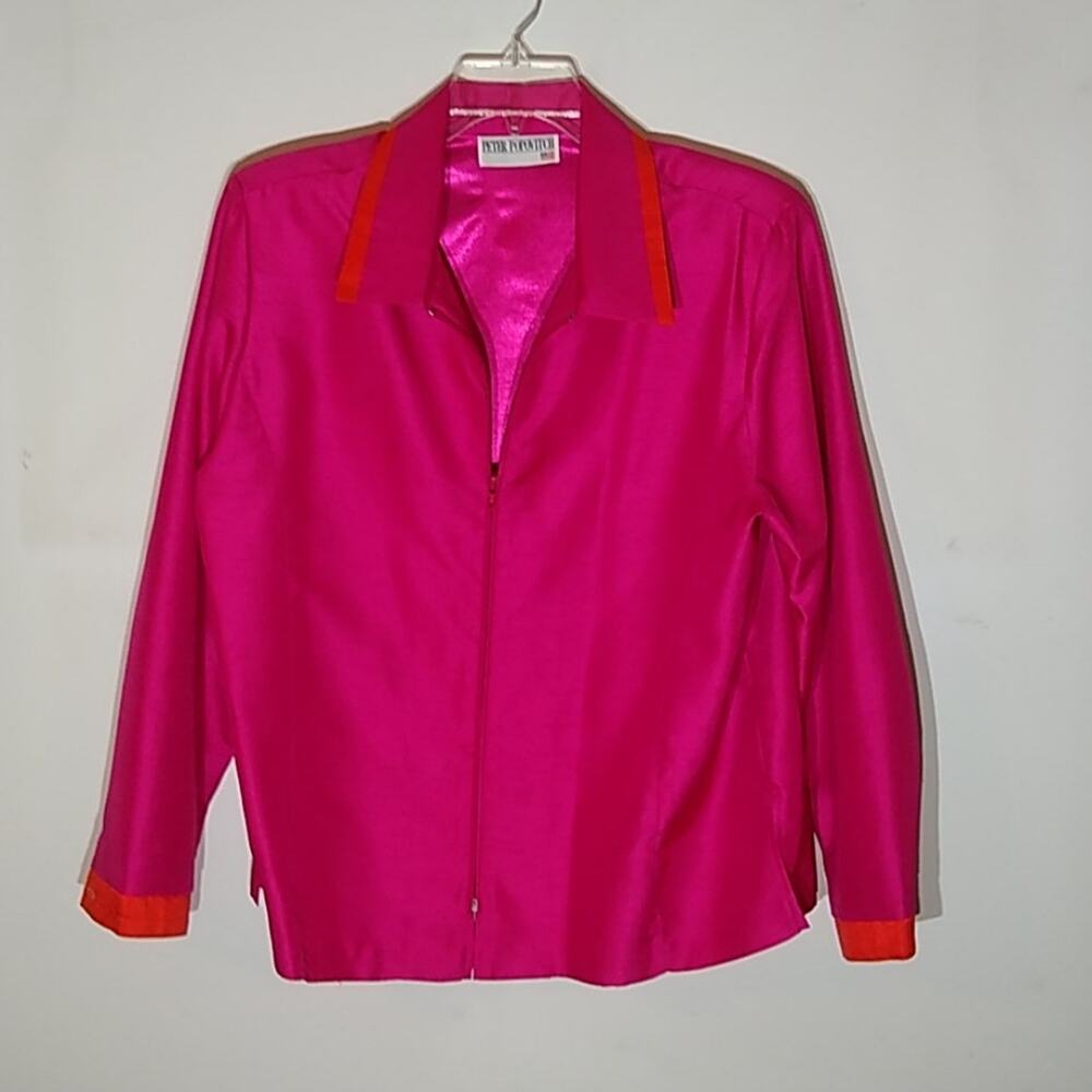 Peter Popovitch Women's size Large Pink zippered Blazer/Jacket.